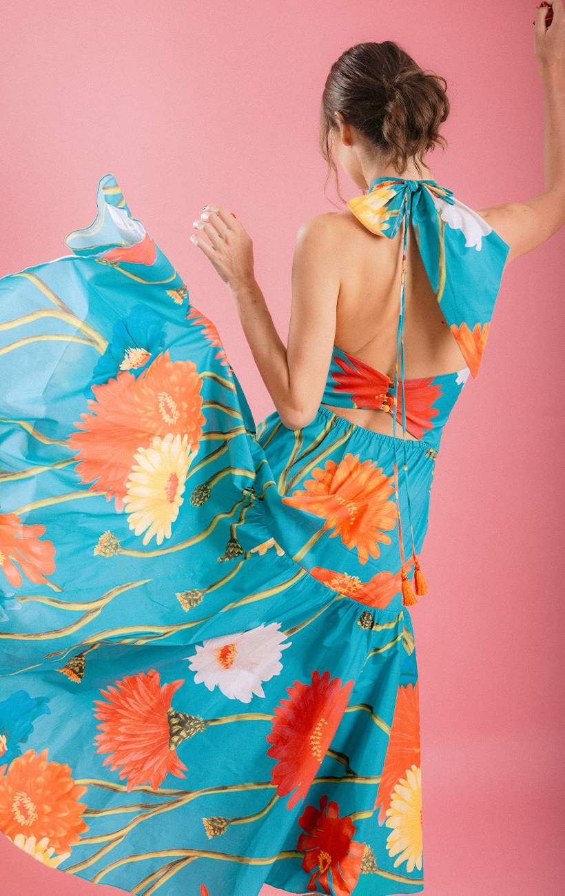 VESTIDO MIDI TURQUESA